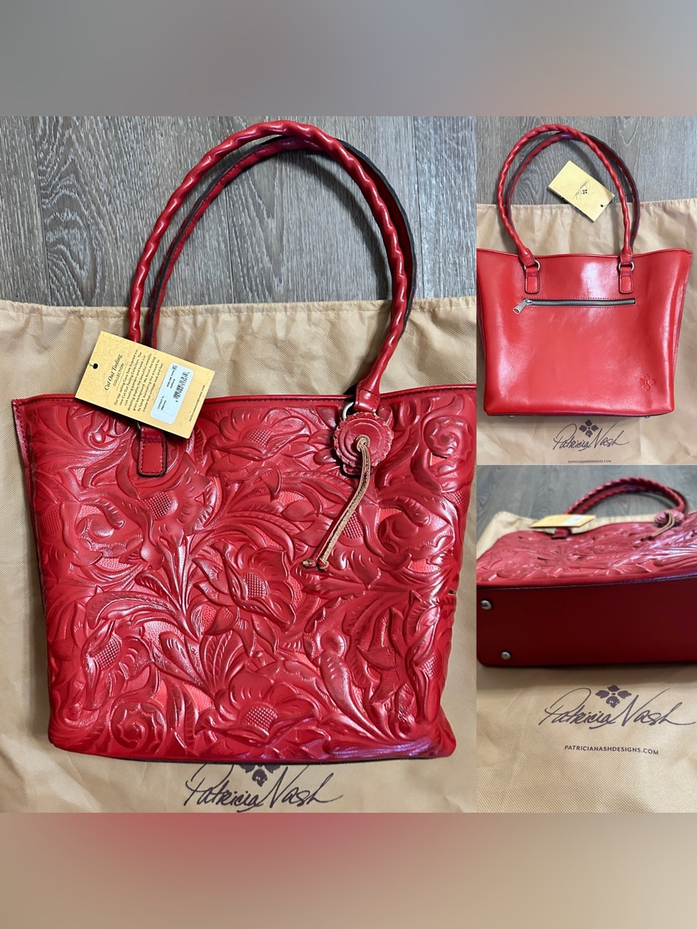 Patricia Nash Leather Cutout Adeline Tote Bag Purse New with tags - Picture 2 of 11